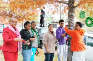 Emancipation Park's youth decorate their tree in the Holiday in the Park tree decorating contest. 